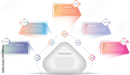 Colorful Modern Vector infographic label design with circle infographic template design and 4-5options or steps. Can be used for process diagram, presentations, workflow layout, banner, info graph.