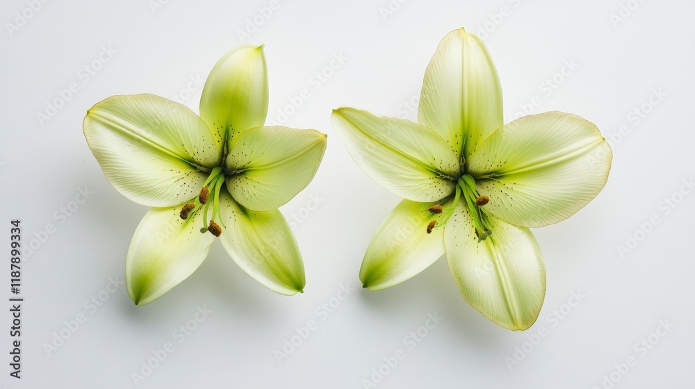 Lily flower on a white isolated background Closeup For design View from above Nature Lily flower on a white isolated background Closeup For design View from above Nature