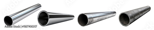 Steel pipes isolated on transparent background