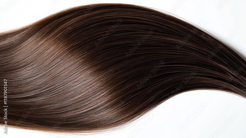 Fototapeta premium Beautiful model girl with Brown hair strand,silky healthy chestnut wavy hair strand,hair wavy ribbon, with smooth,Keratin straightening,Treatment,straight long hair,procedures,Smooth hairstyle.