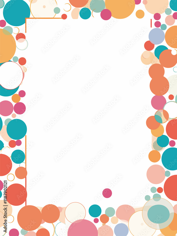 Colorful squiggle flowers frame pattern white background Colorful squiggle flowers frame pattern white background