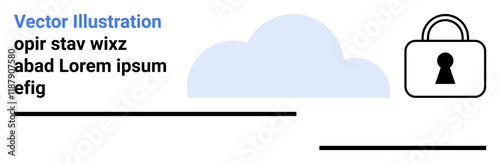 Cloud icon next to a padlock, indicating security measures for data storage and privacy. Ideal for cybersecurity, cloud services, data protection, privacy policies, online security, IT services