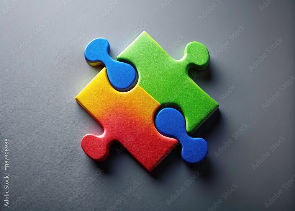 Obraz premium A single, grey jigsaw piece, stark against a muted grey background. Minimalist abstract photography.