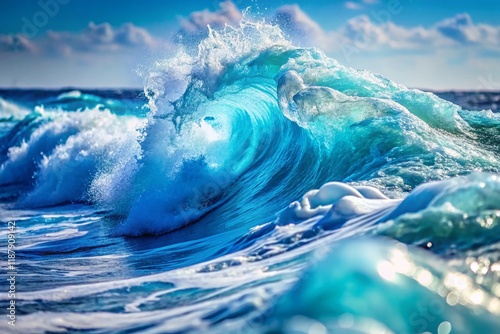 Ocean Waves Texture: Blue Sea Foam and Crashing Surf Stock Photo photo