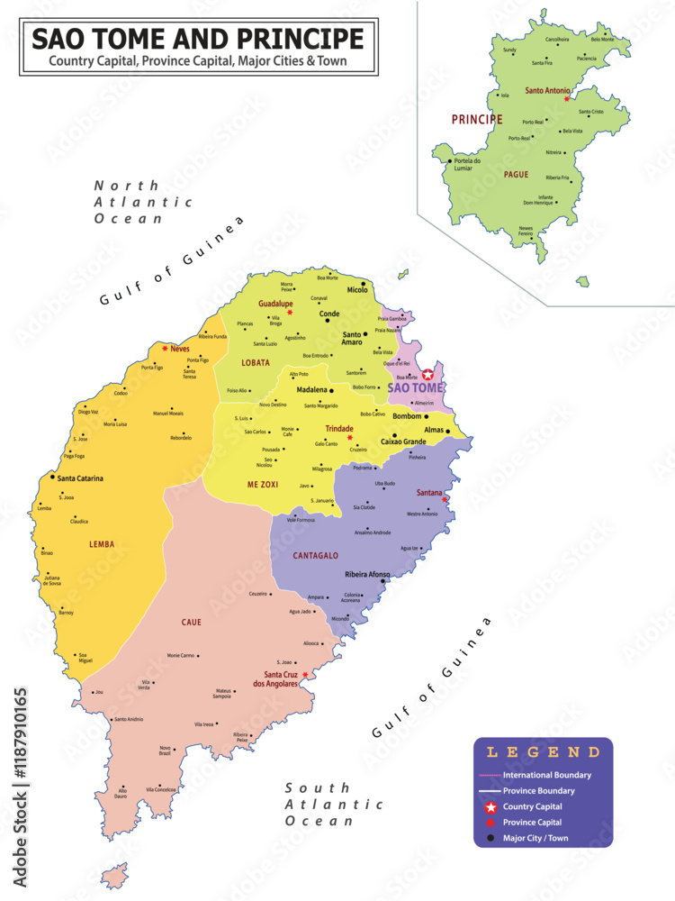 Obraz premium African Countries Geography Political map. Political map of country with capital, province or state capital, major cities and town.