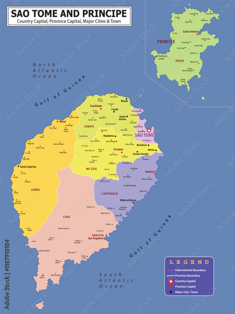 Obraz premium African Countries Geography Political map. Political map of country with capital, province or state capital, major cities and town.
