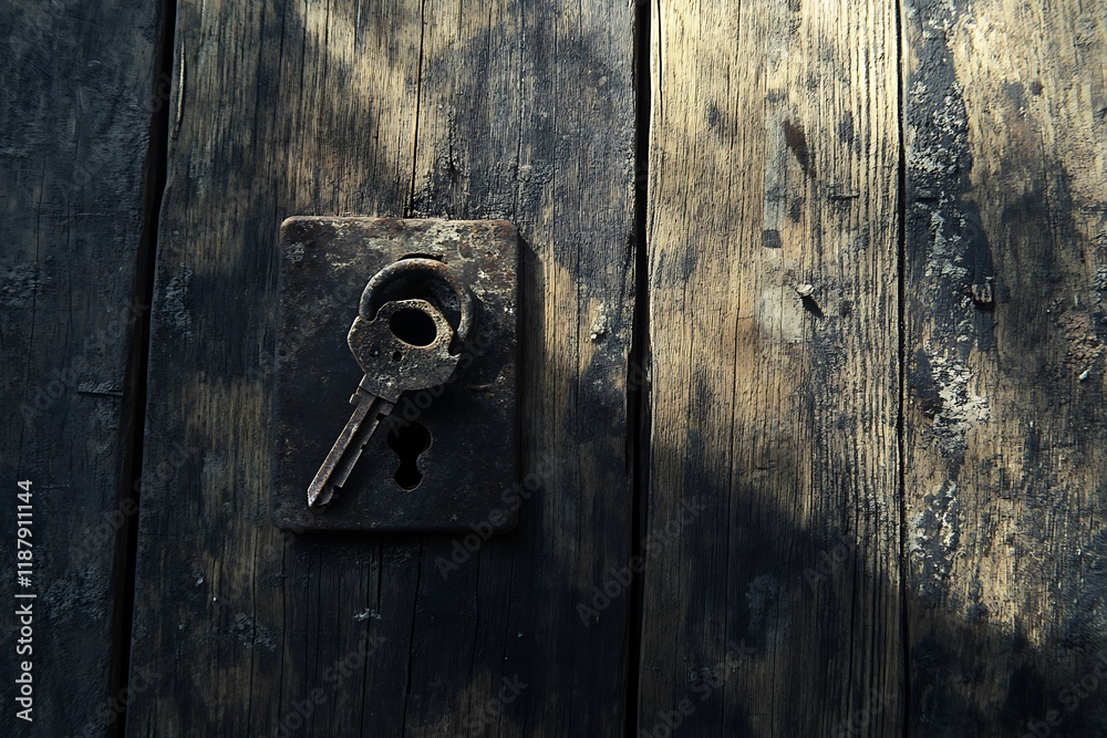 Fototapeta premium old wooden door with lock