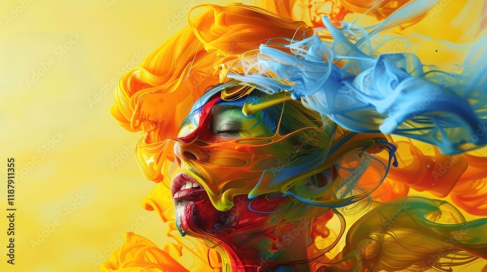 Fototapeta premium Fluid, swirling paint effects in various colors