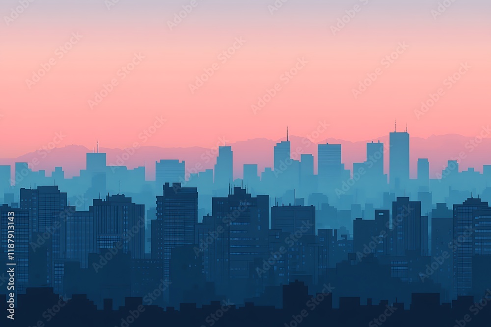 Fototapeta premium city skyline at sunset