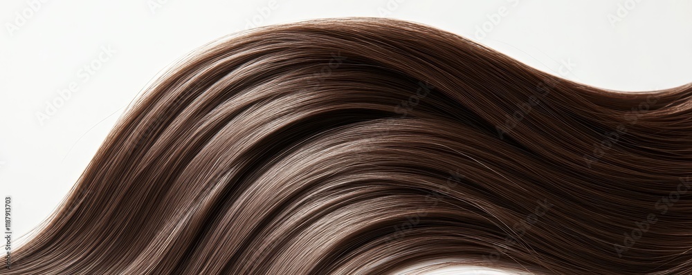 Fototapeta premium Beautiful model girl with Brown hair strand,silky healthy chestnut wavy hair strand,hair wavy ribbon, with smooth,Keratin straightening,Treatment,straight long hair,procedures,Smooth hairstyle.
