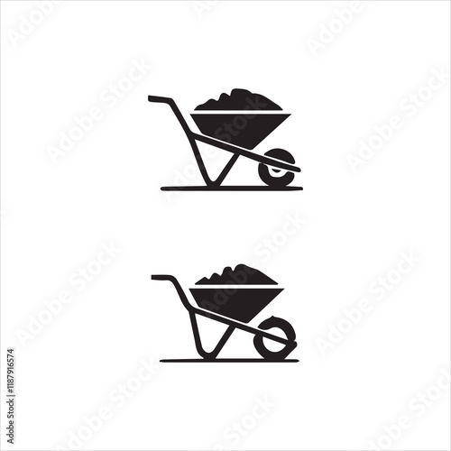 wheelbarrow icons set