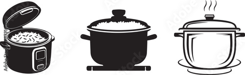 Bundle Rice cooker black silhouette vector illustration