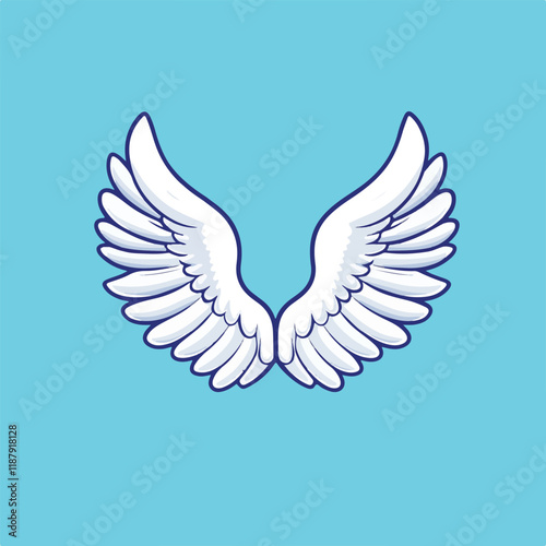 Angel Wings Cartoon Collection: Symmetrical Colorful Logos, Doodle Style Vector Illustrations for T-Shirts, Web, and Mobile App Designs Art & Illustration.