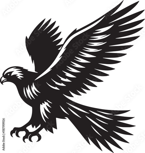 Falcon Silhouette line art vector illustration on white background photo