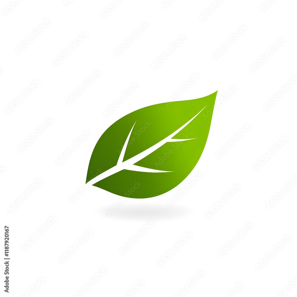 Minimalistic green leaf icon representing eco-friendly, organic, and sustainable concepts Minimalistic green leaf icon representing eco-friendly, organic, and sustainable concepts