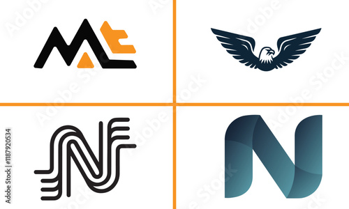 m n eagle logo design. font logo design. photo