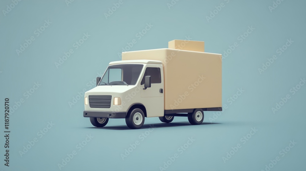 Simple cartoon delivery van with beige box. Simple cartoon delivery van with beige box.