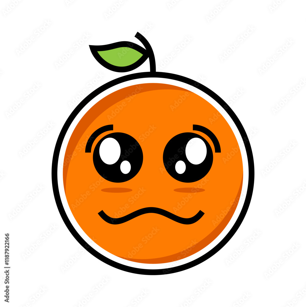 Obraz premium Illustration of a cute sad orange mascot