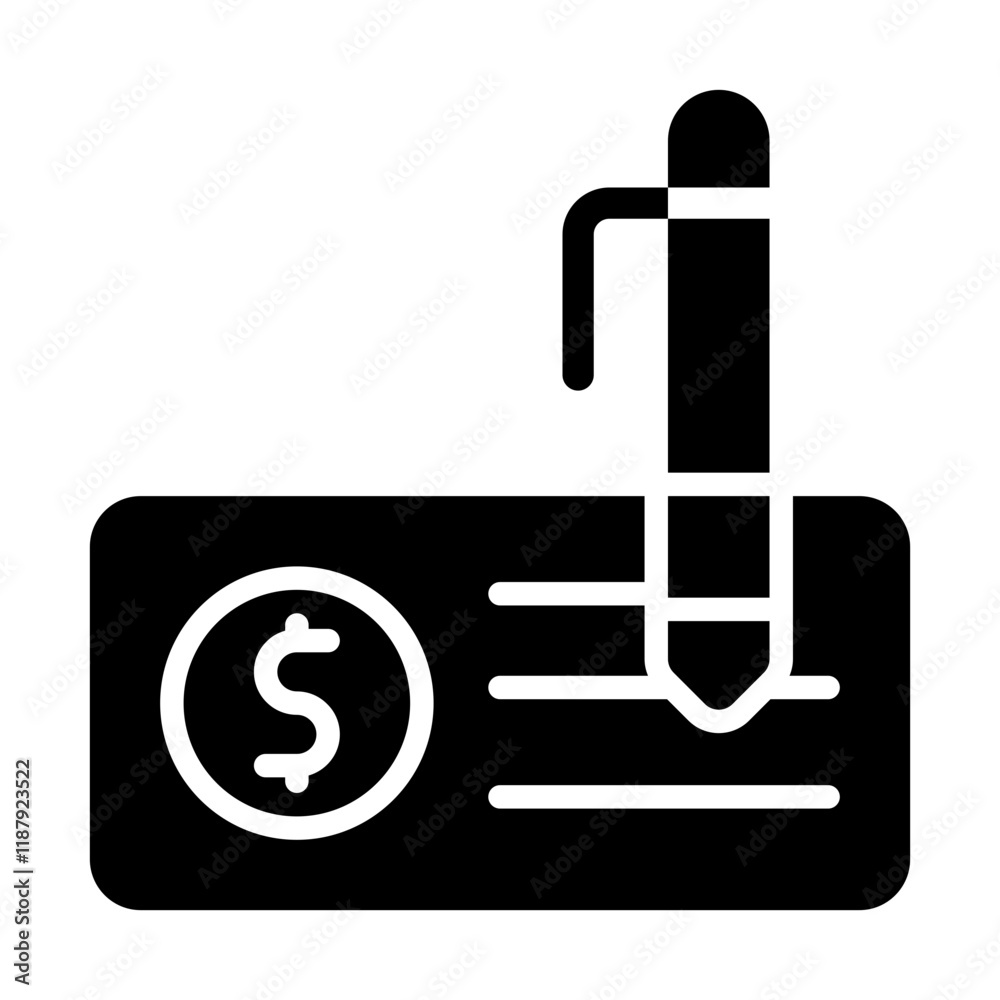 Cheque Transaction Solid Icon Cheque Transaction Solid Icon