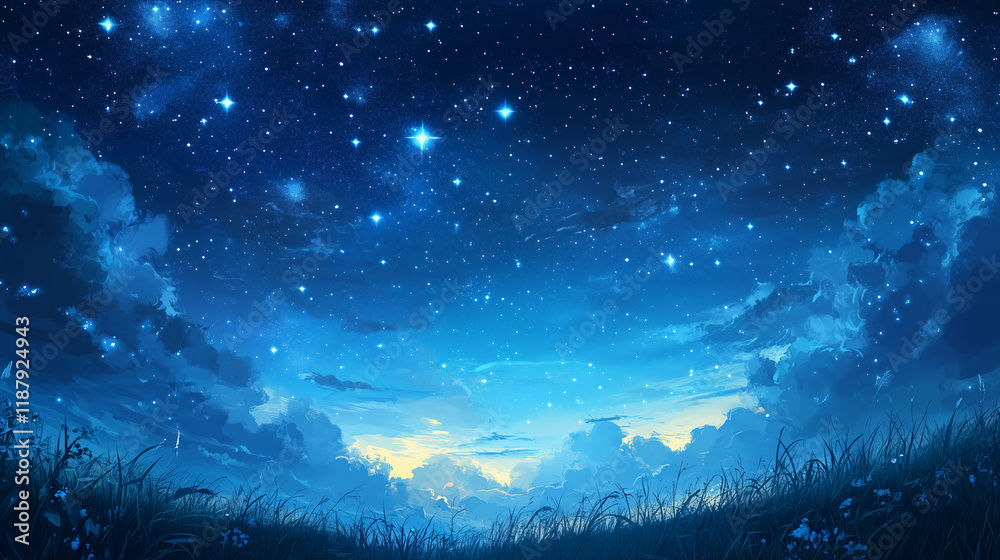 Fototapeta premium Beautiful starry sky and clouds landscape