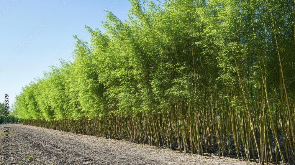 Green bamboo trees on sunny day. Phyllostachys irisdescens. Green bamboo trees on sunny day. Phyllostachys irisdescens.