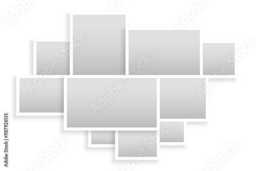 blank photo frame collage background for wall presentation