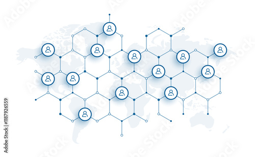 human social community networking connection  hexagon diagram background