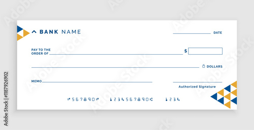 modern blank bank cheque paper mockup