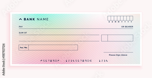 modern style bank cheque draft paper checkbook template