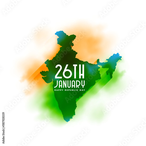 happy republic day 26th january background with indian map