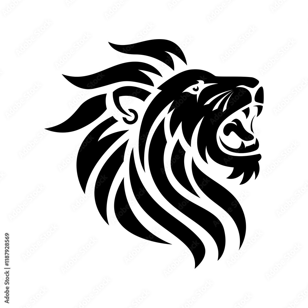 Fototapeta premium Black Piercing Lion Head Logo Stock Vector Art PNG