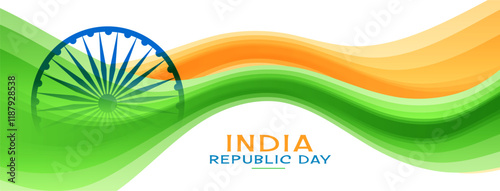 indian republic day event background with wavy tricolor flag