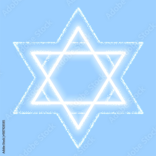 glowing star of david traditional background with neon effect