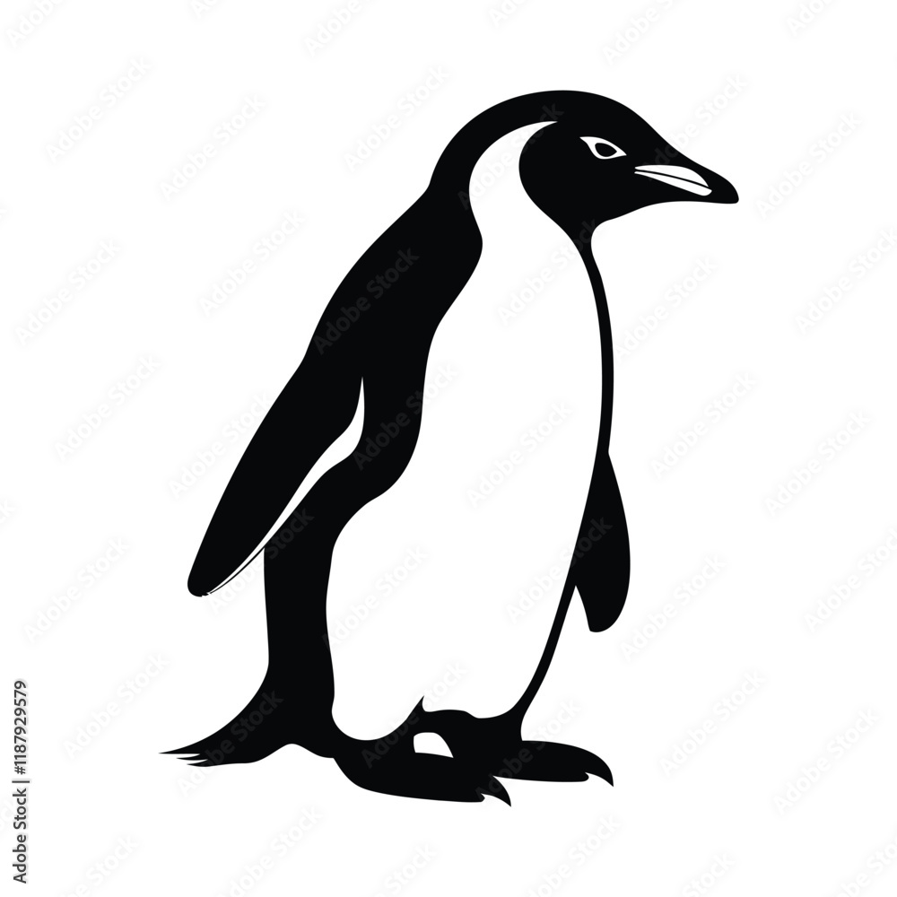 Naklejka premium Penguin Black color silhouette illustration