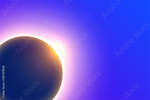 total solar eclipse banner with glowing flare effect