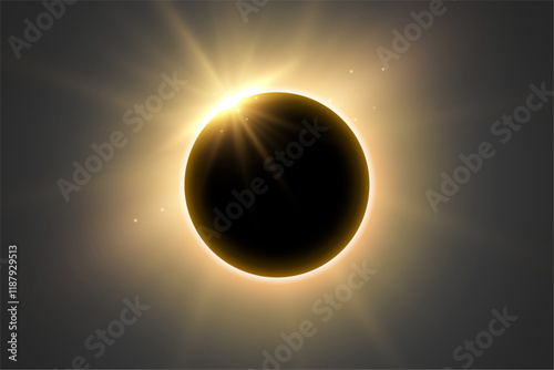 beautiful full solar eclipse with bright rays for spiritual energy
