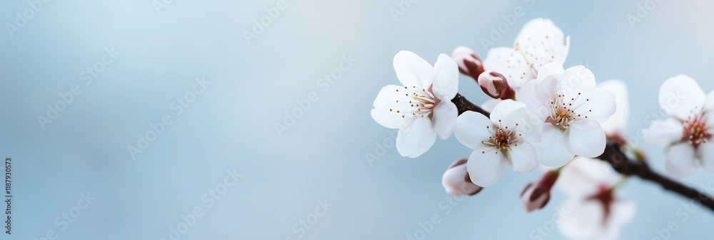 A stunning close-up of cherry blossoms against a soft blue background, symbolizing the beauty and transience of life while evoking feelings of renewal. A stunning close-up of cherry blossoms against a soft blue background, symbolizing the beauty and transience of life while evoking feelings of renewal.