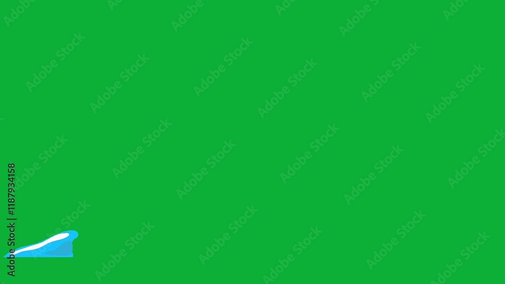 Realistic water splash effect on green background for animation, motion graphics, and video editing