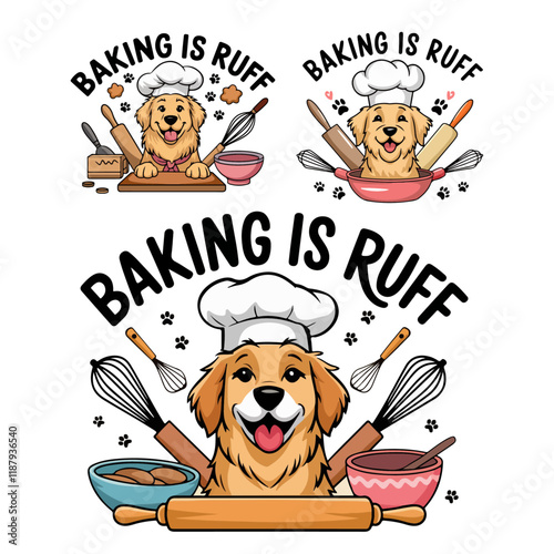  chef dog cartoon animal vector. photo