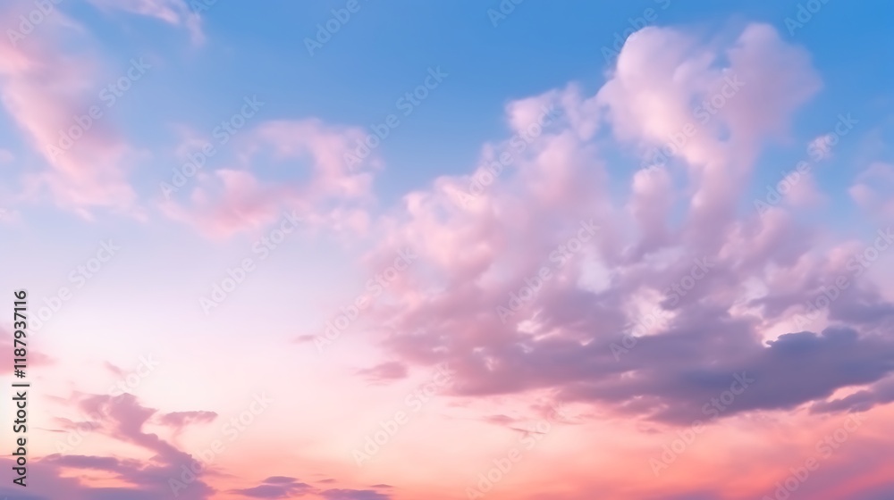 Obraz premium Pastel Cloudscape at Sunset Hues of Pink and Blue