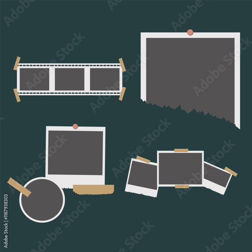 Bundle set of photos frame collage, isolated on a white background. vector illustration