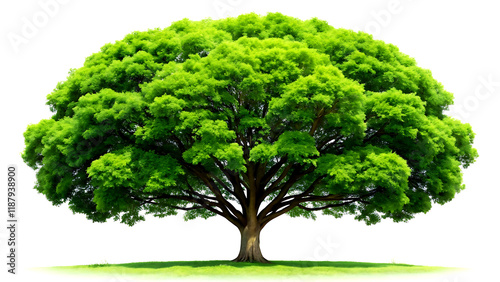 Big green tree isolated on white background, clipping path included. 3d illustration. Created with Generative AI