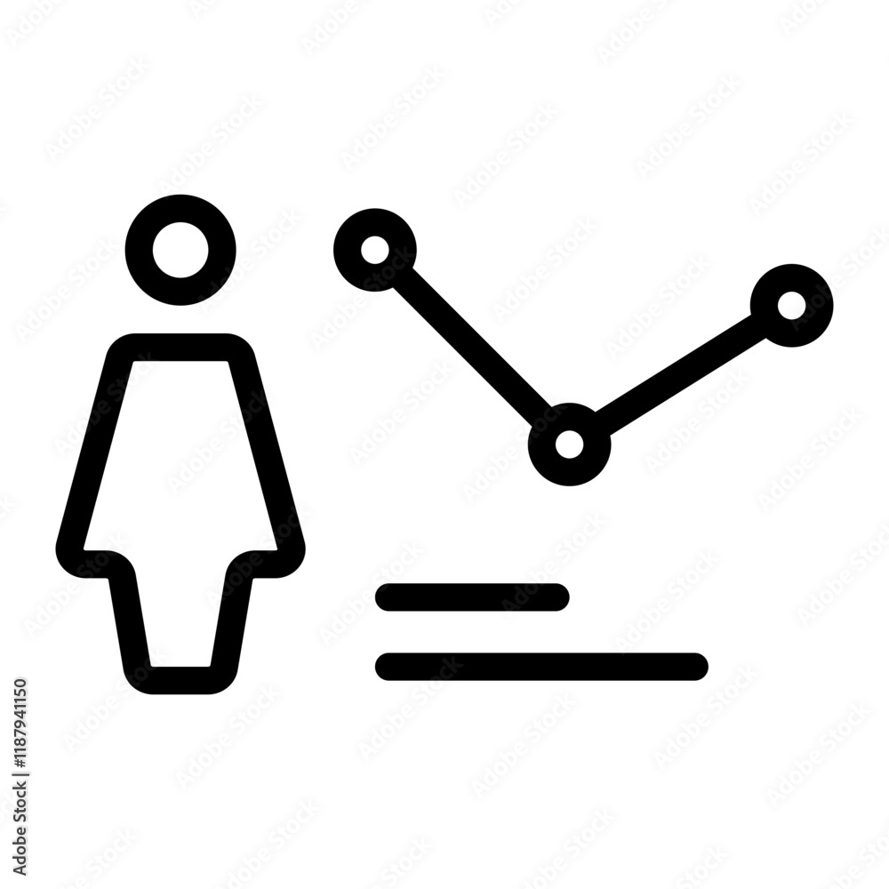 Statistic Population Line Icon Statistic Population Line Icon
