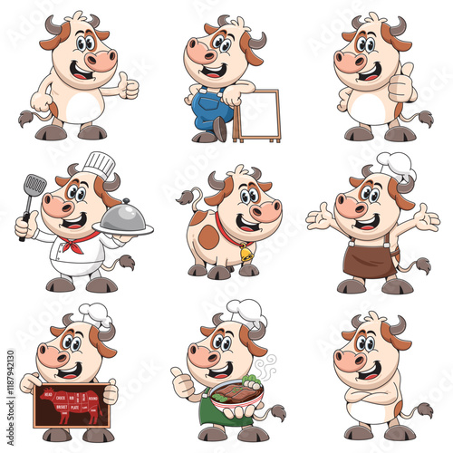 Vector illustration of Cartoon Cow Character Illustration
