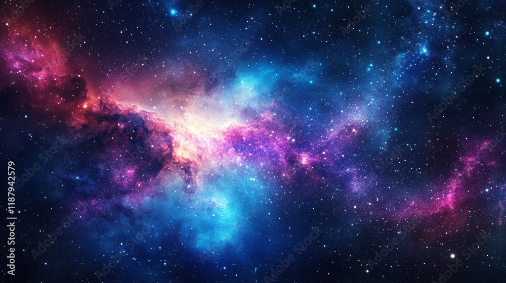Fototapeta premium Vibrant cosmic nebulae and starry galaxy in deep space exploration