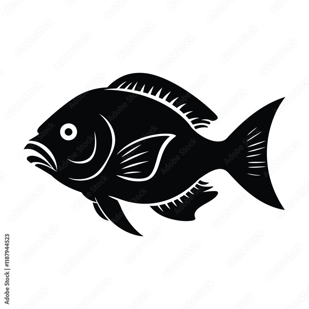 Piranha fish vector icon clipart symbol flat Piranha fish vector icon clipart symbol flat