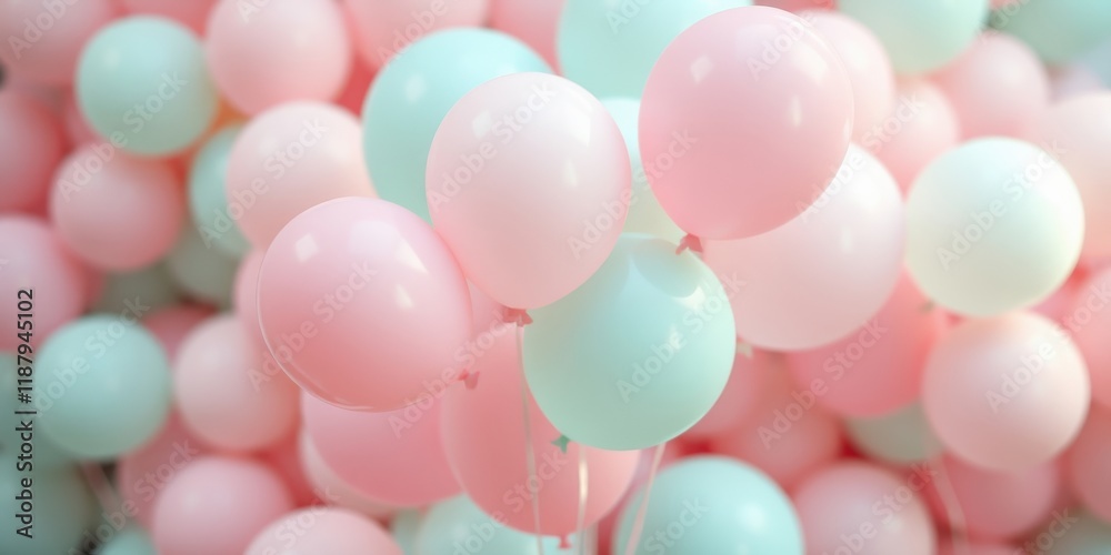 A close-up shot of a cluster of pastel pink and light blue balloons, capturing their delicate colors and soft, inflated forms. The background blurs, emphasizing the floating orbs. A close-up shot of a cluster of pastel pink and light blue balloons, capturing their delicate colors and soft, inflated forms. The background blurs, emphasizing the floating orbs.