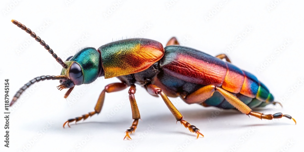 Robust Rove Beetle Crawling on White Background - Stock Photo Robust Rove Beetle Crawling on White Background - Stock Photo