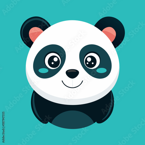 Adorable cartoon panda bear against a teal background. photo