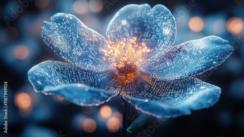 A glowing flower with intricate details.